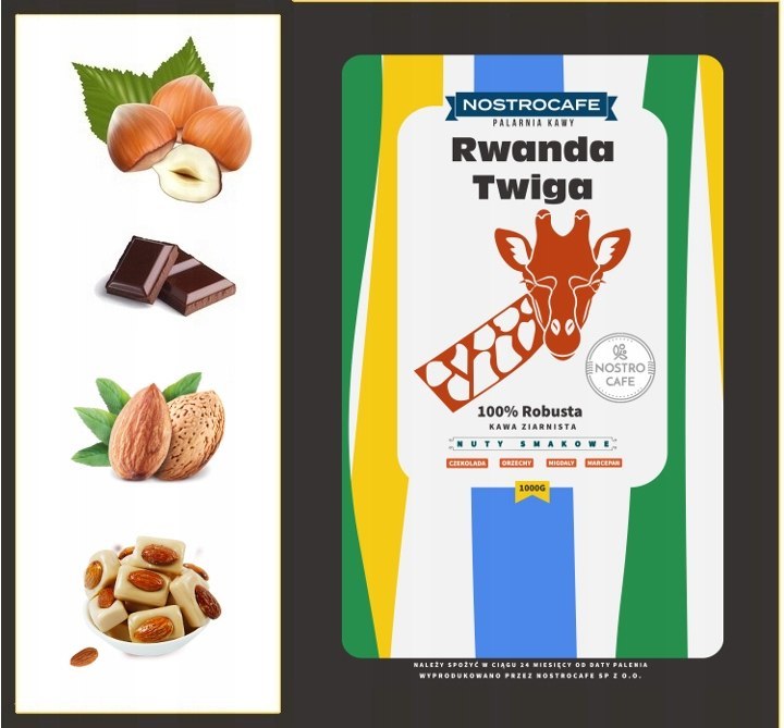 Kawa Ziarnista 2KG KOLUMBIA MEDELLIN, Rwanda Twiga